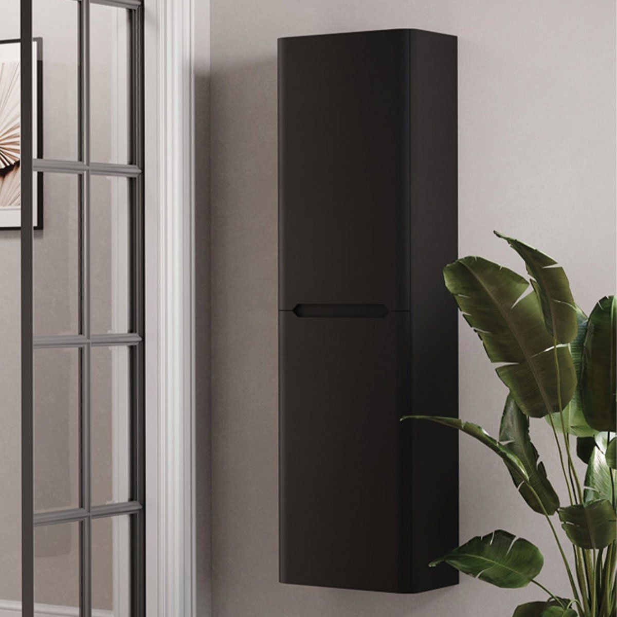 Ellis Wall Hung Bathroom Storage Unit in Matt Black | Bathroom Storage
