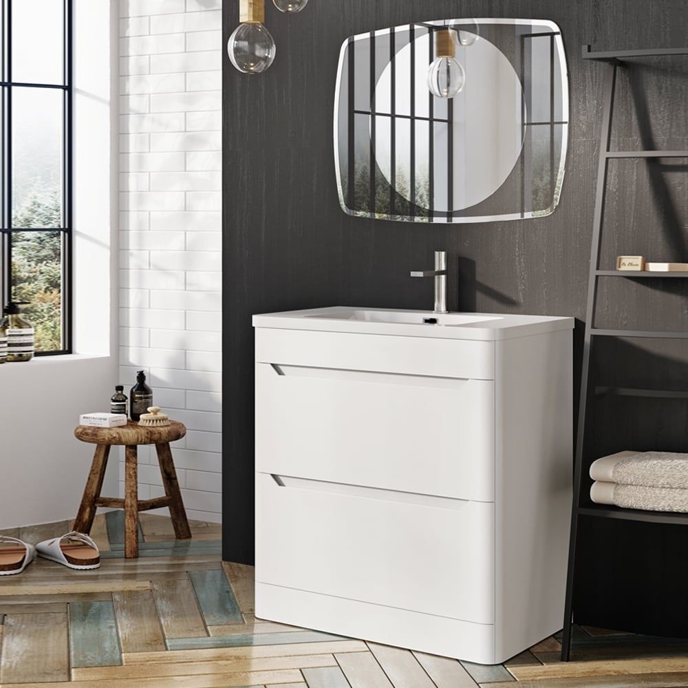 Easy Bathrooms Ellis Floor Standing 800mm Vanity Unit in Matt White ...
