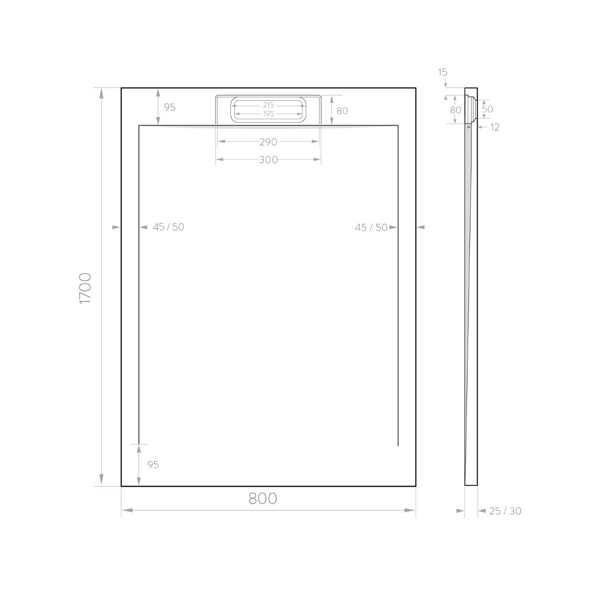Neo Grey Slate Effect Shower Tray 1700x700mm Easy Bathrooms & Tiles