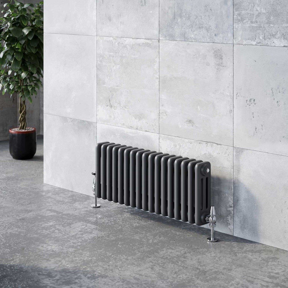 Upton 300x785mm Triple Horizontal Column Radiator Grey Traditional