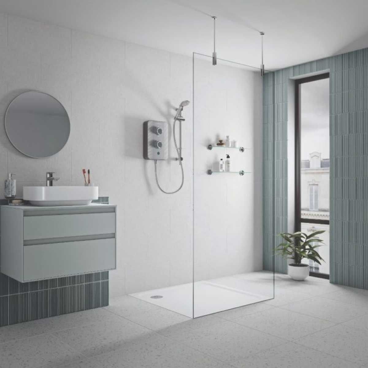 Gainsborough Slim Duo Grey 8.5kW Electric Shower Gainsborough Showers