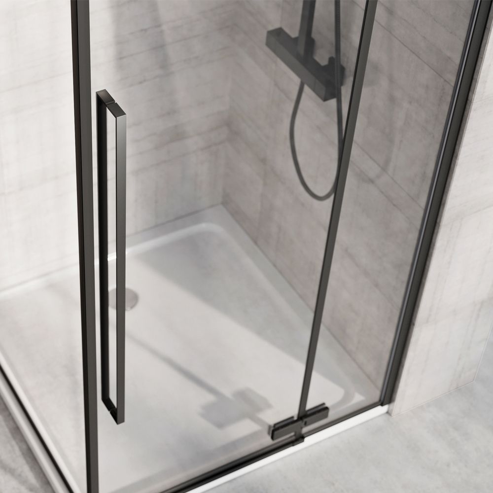 Taylor Black Hinged Shower Door 1200mm Matt Black Shower Screen