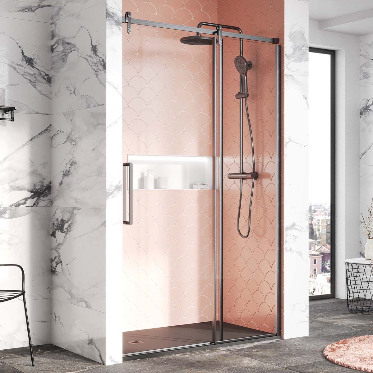 Ryland Gun Metal Sliding Shower Door 1200mm Gun Metal Shower Screens Ryland Gun Metal Sliding Shower Door 1200mm Gun Metal Shower Screens